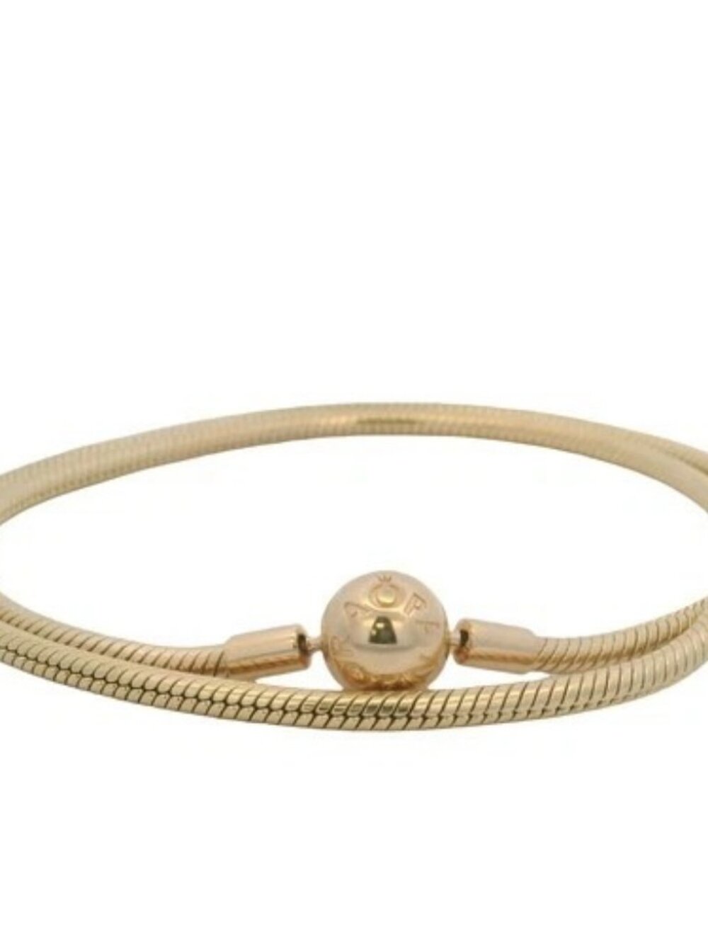 Pandora Moments 14kt Yellow Gold Snake Chain Necklace with Round Clasp 17.5"